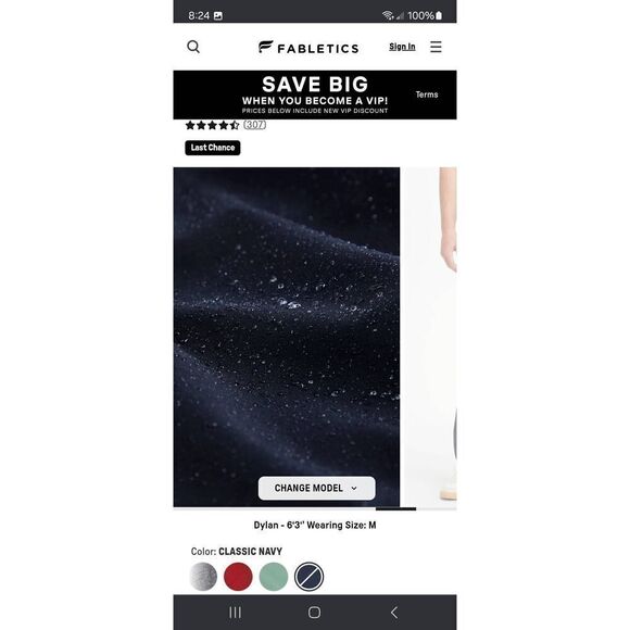 New Small Fabletics Classic Navy Blue The Only Pants Water Resistant Lightweight - Picture 6 of 10